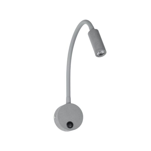 GloboStar® GOOSE 61689 Φωτιστικό Τοίχου – Απλίκα LED 3W 300lm 36° AC 220-240V IP20 – Reading Light – Θερμό Λευκό 2700K Γκρι Αλουμίνιο – Μ6.5 x Π22.5 x Υ23cm – 2 Xρόνια Εγγύηση