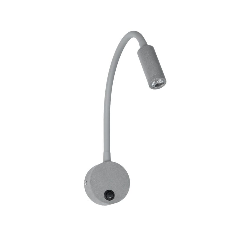 GloboStar® GOOSE 61689 Φωτιστικό Τοίχου – Απλίκα LED 3W 300lm 36° AC 220-240V IP20 – Reading Light – Θερμό Λευκό 2700K Γκρι Αλουμίνιο – Μ6.5 x Π22.5 x Υ23cm – 2 Xρόνια Εγγύηση