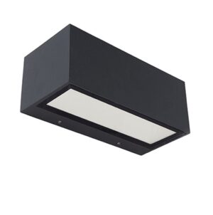 Lutec Gemini Square Medium Φωτιστικό Τοίχου Εξωτερικού Χώρου Up&Down Σκούρο Γκρι LED 1230lm 4000K IP54 – 5189101118