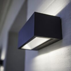 Lutec Gemini Square Medium Φωτιστικό Τοίχου Εξωτερικού Χώρου Up&Down Σκούρο Γκρι LED 1230lm 4000K IP54 – 5189101118