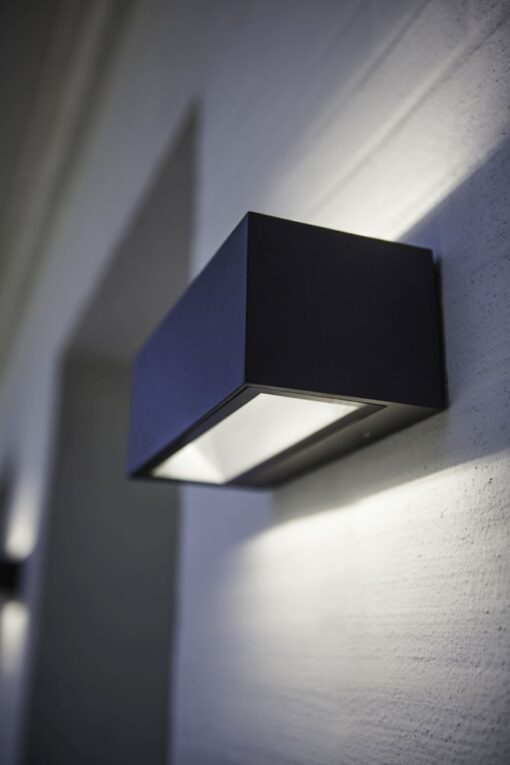 Lutec Gemini Square Medium Φωτιστικό Τοίχου Εξωτερικού Χώρου Up&Down Σκούρο Γκρι LED 1230lm 4000K IP54 – 5189101118
