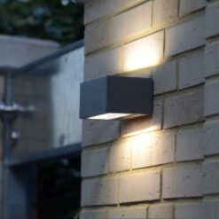 Lutec Gemini Square Small Φωτιστικό Τοίχου Up&Down Εξωτερικού Χώρου Σκούρο Γκρι LED IP54 500lm 3000K – 5189113118