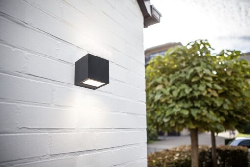 Lutec Gemini Mini Square Επιτοίχιο Φωτιστικό Εξωτερικού Χώρου Μαύρου Χρώματος LED 850lm 3000K IP54 – 5189125012