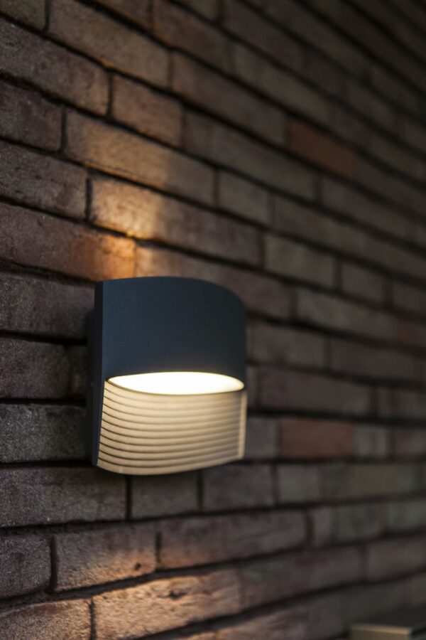 Lutec Lotus Φωτιστικό Τοίχου Εξωτερικού Χώρου Down Σκούρο Γκρι LED  500lm 3000K IP54 – 5193201118