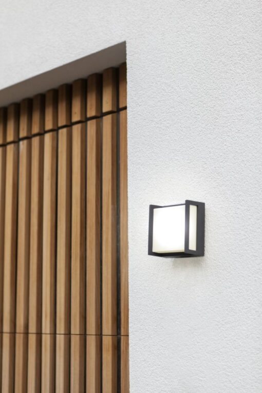 Lutec Qubo Square Φωτιστικό Τοίχου Εξωτερικού Χώρου Σκούρο Γκρι LED 650lm 3000K IP54 – 5195401118