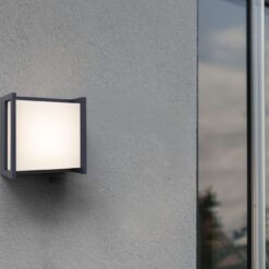 Lutec Qubo Square Φωτιστικό Τοίχου Εξωτερικού Χώρου Σκούρο Γκρι LED 650lm 3000K IP54 – 5195401118