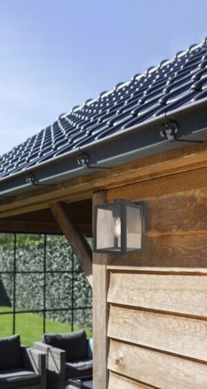 Lutec Shiva Επιτοίχιο Φωτιστικό Εξωτερικού Χώρου  Down E27 Μαύρο IP44 – 5206501012