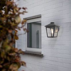 Lutec Zago Επιτοίχιο Φωτιστικό Εξωτερικού Χώρου Clear Glass Μαύρο E27 IP44 – 5294502012
