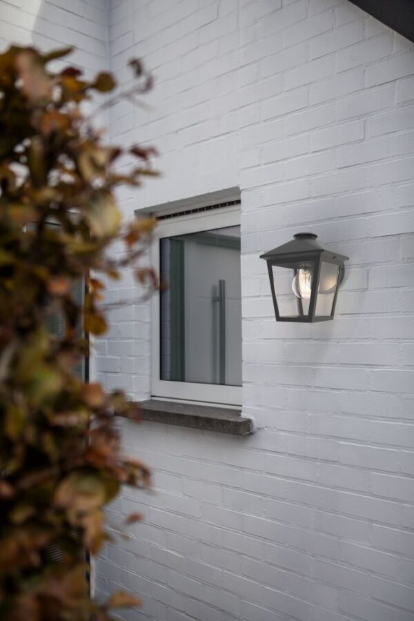 Lutec Zago Επιτοίχιο Φωτιστικό Εξωτερικού Χώρου Clear Glass Μαύρο E27 IP44 – 5294502012