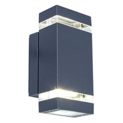 Lutec Focus Square Εξωτερικού Χώρου Led   Φωτιστικό Τοίχου Up&Down   1  Light Σκούρο Γκρι LED   300 lm IP44 4000K – 5605013118