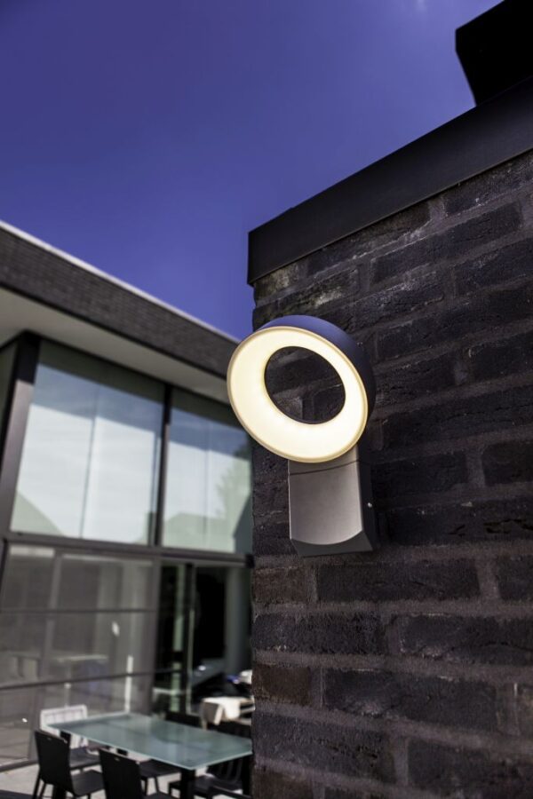 Lutec Meridian  Small Φωτιστικό Τοίχου Εξωτερικού Χώρου Σκούρο Γκρι LED 800lm 3000K IP54 – 5616302118