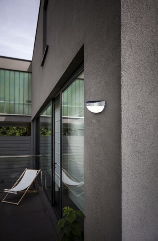 Lutec Bubble Επιτοίχιο Φωτιστικό Εξωτερικού Χώρου Inox Ηλιακό Με Ανιχνευτή Κίνησης LED Dimmable 200lm 4000K IP44 – 6908701001