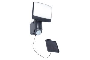 Lutec Sunshine Ηλιακός Προβολέας Τοίχου Με Ανιχνευτή Κίνησης Σκούρου Γκρι Χρώματος LED Dimmable 500lm 5000K IP44 – 6925601345