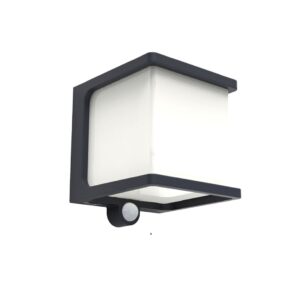 Lutec Doblo Επιτοίχιο Φωτιστικό Εξωτερικού Χώρου Ηλιακό Με Ανιχνευτή Κίνησης Σκούρο Γκρι Χρώμα LED 500lm 4000K Dimmable IP54 – 6940101125