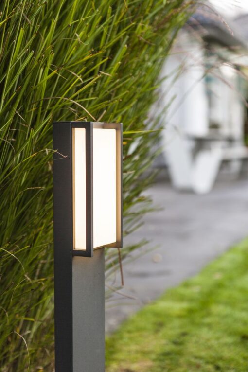 Lutec Qubo Φωτιστικό Κολωνάκι Κήπου Post Σκούρο Γκρι Χρώμα LED 1100lm 3000K IP54 – 7193001118