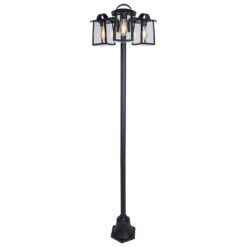 Lutec Kelsey Κολώνα Κήπου Bollard 3xE27 Μαύρο Χρώματος Clear Glass IP44 – 7273606012
