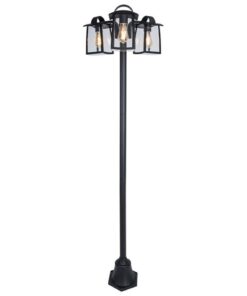 Lutec Kelsey Κολώνα Κήπου Bollard 3xE27 Μαύρο Χρώματος Clear Glass IP44 – 7273606012