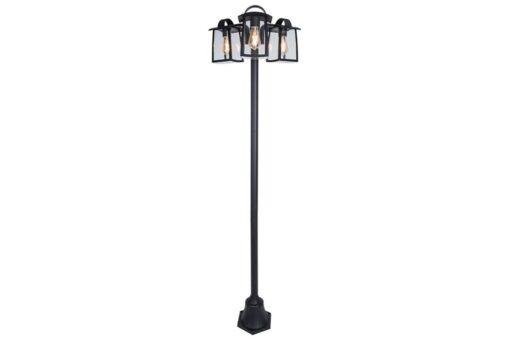 Lutec Kelsey Κολώνα Κήπου Bollard 3xE27 Μαύρο Χρώματος Clear Glass IP44 – 7273606012