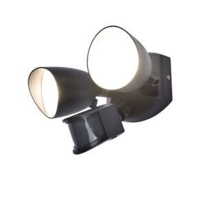 Lutec Shrimp Επιτοίχιο Φωτιστικό Εξωτερικού Χώρου Led Με Ανιχνευτή Κίνησης Μαύρο LED 23,5W 1700lm 4000K IP54  – 7622222012