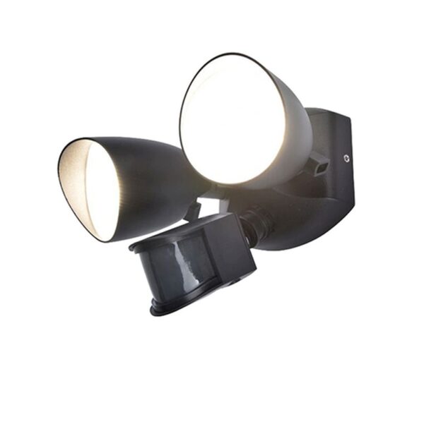 Lutec Shrimp Επιτοίχιο Φωτιστικό Εξωτερικού Χώρου Led Με Ανιχνευτή Κίνησης Μαύρο LED 23,5W 1700lm 4000K IP54  – 7622222012