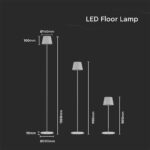 LED Επαναφορτιζόμενο Φωτιστικό Δαπέδου/Τραπεζιού Λευκό με Ρύθμιση Ύψους  4W V-TAC IP54 Θερμό Λευκό 3000K – 7007