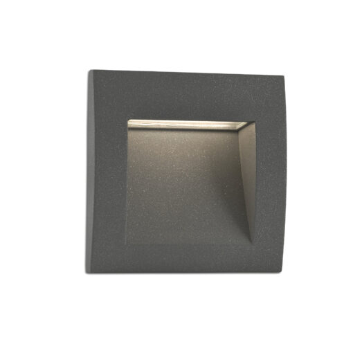 Faro Barcelona SEDNA SQ 140 Χωνευτό Φωτιστικό Τοίχου, Αδιάβροχο, Σκούρου Γκρι Χρώματος, LED 3W 3000K IP65 – 70148