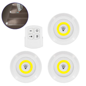 GloboStar® 79044 Φωτιστικά Νυκτός Μπαταρίας LED COB 6W 600lm με Timer & Ασύρματο Χειριστήριο RF – ΣΕΤ 3 Τεμαχίων Ψυχρό Λευκό 6000K