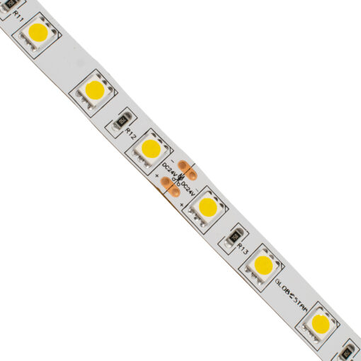 GloboStar® 70222 Ταινία LED SMD 5050 5m 14.4W/m 60LED/m 1648lm/m 120° DC 24V IP20 Θερμό Λευκό 3000K – 5 Χρόνια Εγγύηση