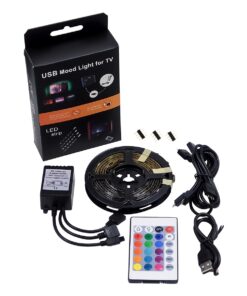 GloboStar® 70406 Σετ Ταινία TV Kit LED RGB SMD 5050 2m (4x50CM) 14.4W/2m 60LED/2m 1454lm/2m 120° USB DC 5V Οπίσθιου Κρυφού Φωτισμού για Τηλεόραση με Ασύρματο Τηλεχειριστήριο Αδιάβροχο IP65 RGB