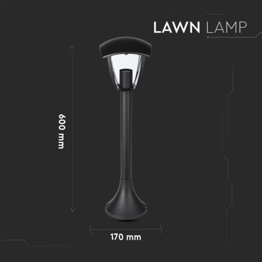 Μαύρο φωτιστικό κήπου με διαστάσεις 600x170mm, σύγχρονος σχεδιασμός για εξωτερικό φωτισμό.