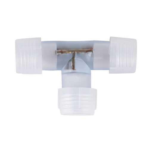 GloboStar® 70660 Σύνδεσμος T για Μονόχρωμο Φωτοσωλήνα LED 360° Degree DC 230V 2 Pin Αδιάβροχος IP68