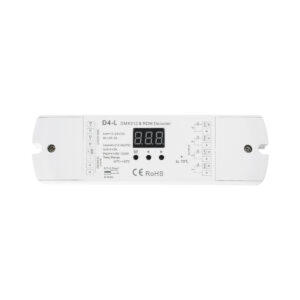 GloboStar® 70668 D4-L SKYDANCE DC DMX & RDM Dimmer High Speed Controller / Decoder 4 Καναλιών DC 12-24V 4 x 5A 120W – Max 20.5A 480W – IP20 Μ17 x Π5 x Υ2.5cm – 5 Years Warranty