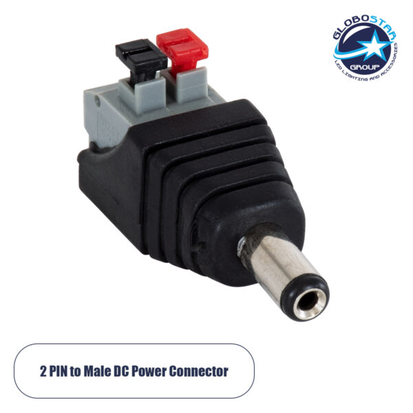GloboStar® 70677 Βύσμα Τροφοδοσίας DC Αρσενικό – Male Jack Connector σε Κλέμα Πατητή Ταχείας Σύνδεσης L4.1 x W1.5 x H2cm
