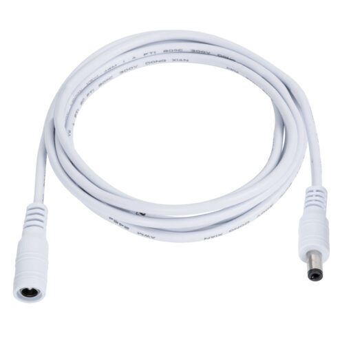 GloboStar® 70679 Καλώδιο Τροφοδοσίας DC Προέκταση 2 Μέτρων από Jack 2.1×5.5mm Male σε Female 2.1×5.5mm D1.1 x L200cm Λευκό