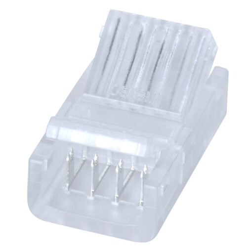 GloboStar® 70688 Ενωτικός Σύνδεσμος για Πολύχρωμη Ταινία LED 10mm 4 PIN σε Καλώδιο Τροφοδοσίας Ατερμάτιστο 4 PIN Μ2.1 x Π1.3 x Υ0.7cm Διάφανο