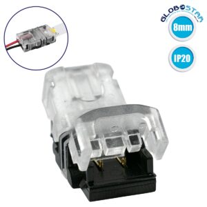 GloboStar® 70714 Ταχυσύνδεσμος Ένωσης IP20 – Strip To Cable Connector για Ένωση 1 x Μονόχρωμης Ταινίας LED Πλάτους 8mm με 1 x Καλώδιο Τροφοδοσίας