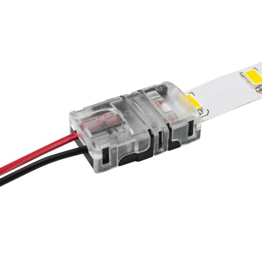 GloboStar® 70714 Ταχυσύνδεσμος Ένωσης IP20 – Strip To Cable Connector για Ένωση 1 x Μονόχρωμης Ταινίας LED Πλάτους 8mm με 1 x Καλώδιο Τροφοδοσίας