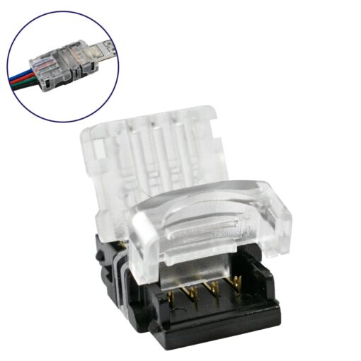GloboStar® 70724 Αδιάβροχος Ταχυσύνδεσμος Ένωσης IP65 – Strip To Cable Connector για Ένωση 1 x RGB Αδιάβροχης Ταινίας LED Πλάτους 10mm με 1 x Καλώδιο Τροφοδοσίας