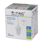 Εξωτερικό LED φωτιστικό οροφής V-TAC VT-752, 60W, IP44, λευκό, με υποδοχή E27.