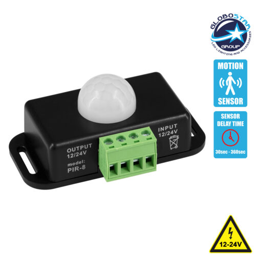 GloboStar® 70743 Αισθητήρας με PIR Ανιχνευτή-Αισθητήρα Κίνησης 360° 6m – Motion Sensor DC 12-24V Max 144W
