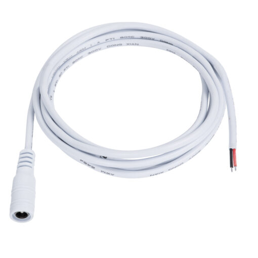 GloboStar® 70746 Καλώδιο Τροφοδοσίας DC 2 Μέτρων από Female 2.1×5.5mm σε 2 x 0.3mm Ατερμάτιστο Καλώδιο Μ200 x Π1.1cm Λευκό