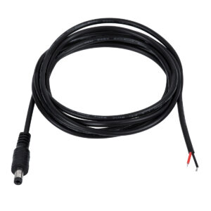 GloboStar® 70749 Καλώδιο Τροφοδοσίας DC 2 Μέτρων από Jack Male 2.1×5.5mm σε 2 x 0.3mm Ατερμάτιστο Καλώδιο Μ200 x Π1.1cm Μαύρο