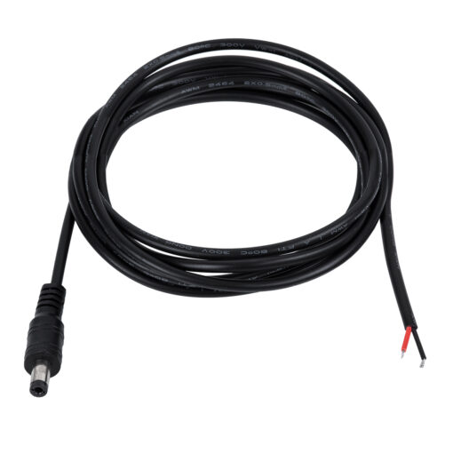GloboStar® 70749 Καλώδιο Τροφοδοσίας DC 2 Μέτρων από Jack Male 2.1×5.5mm σε 2 x 0.3mm Ατερμάτιστο Καλώδιο Μ200 x Π1.1cm Μαύρο