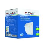 Εξωτερικό φωτιστικό τοίχου V-TAC VT-754 λευκό, αλουμίνιο και γυαλί, IP44, για V-TAC LED λαμπτήρες.