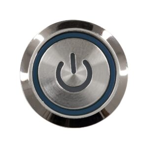 GloboStar® 70773 LED Φωτιζόμενος Διακόπτης Χωνευτός – Μπουτόν On/Off Ανοξείδωτος AC 220V με Angel Eye Μπλε Max 5A