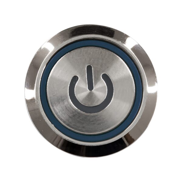 GloboStar® 70773 LED Φωτιζόμενος Διακόπτης Χωνευτός – Μπουτόν On/Off Ανοξείδωτος AC 220V με Angel Eye Μπλε Max 5A