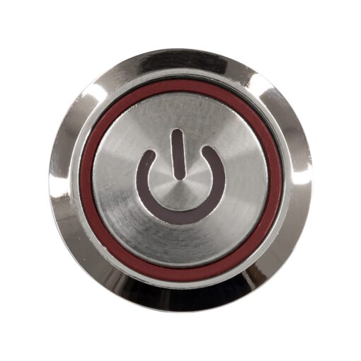 GloboStar® 70781 LED Φωτιζόμενος Διακόπτης Χωνευτός – Μπουτόν On/Off Ανοξείδωτος DC 12V με Angel Eye Κόκκινο Max 5A