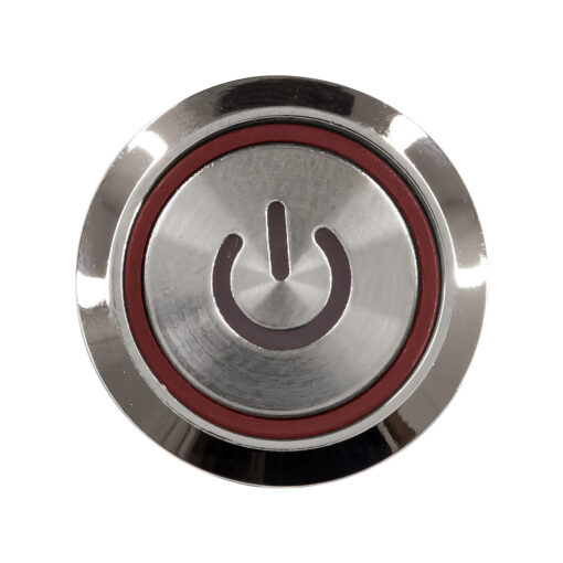 GloboStar® 70786 LED Φωτιζόμενος Διακόπτης Χωνευτός – Μπουτόν PUSH On Ανοξείδωτος DC 12V με Angel Eye Αδιάβροχο Φ18mm IP67 Κόκκινο