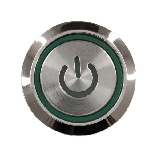 GloboStar® 70787 LED Φωτιζόμενος Διακόπτης Χωνευτός – Μπουτόν PUSH On Ανοξείδωτος DC 12V με Angel Eye Αδιάβροχο Φ18mm IP67 Πράσινο