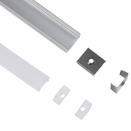 GloboStar® SURFACE-PROFILE 70805-3M Προφίλ Αλουμινίου – Βάση & Ψύκτρα Ταινίας LED με Λευκό Γαλακτερό Κάλυμμα – Επιφανειακή Χρήση – Πατητό Κάλυμμα – Ασημί – 3 Μέτρα – Πακέτο 5 Τεμαχίων – Μ300 x Π1.6 x Υ0.7cm